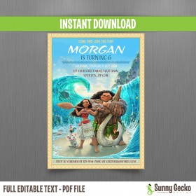 Moana 5x7 in. Birthday Invitation - Design 2